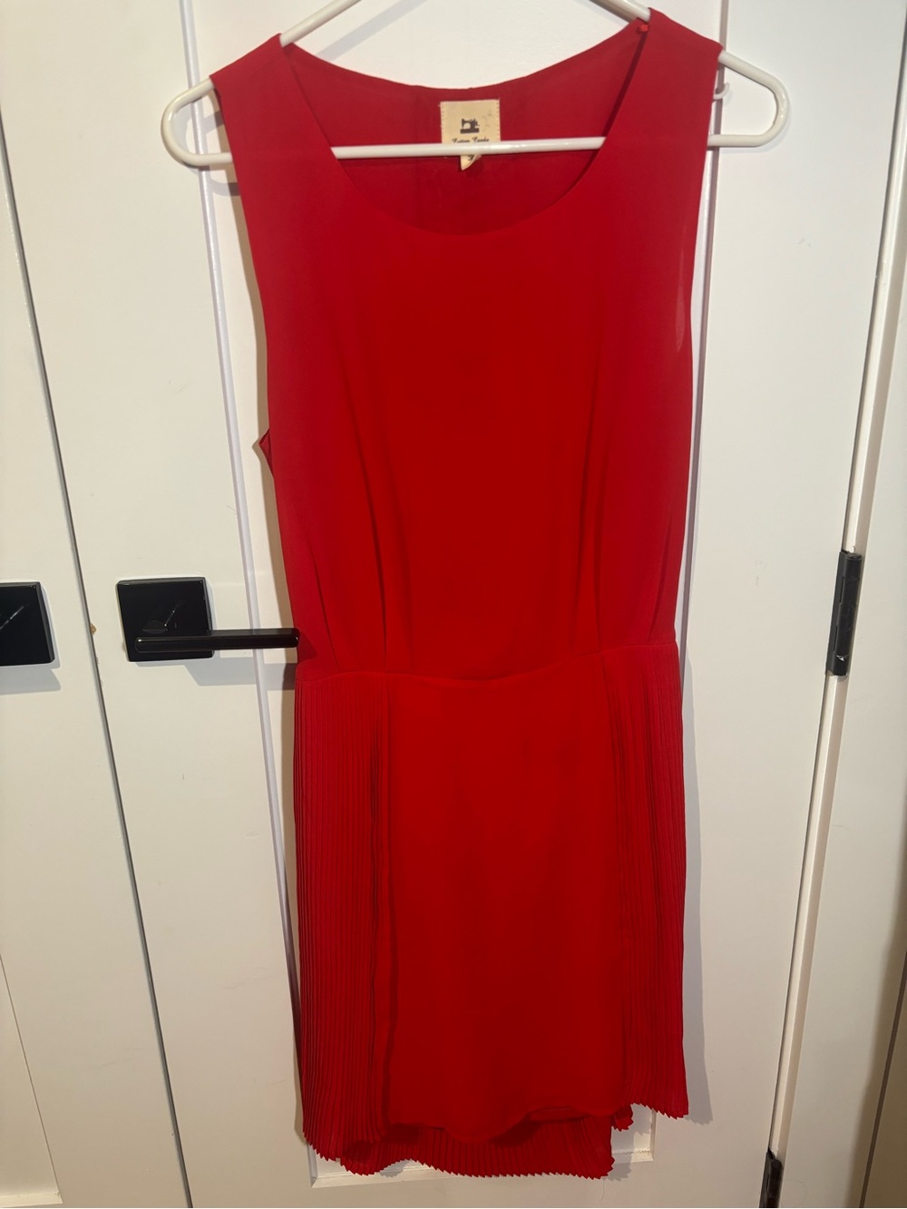 Cotton Candy Red Sleeveless Pleated-Hem Mini Dress